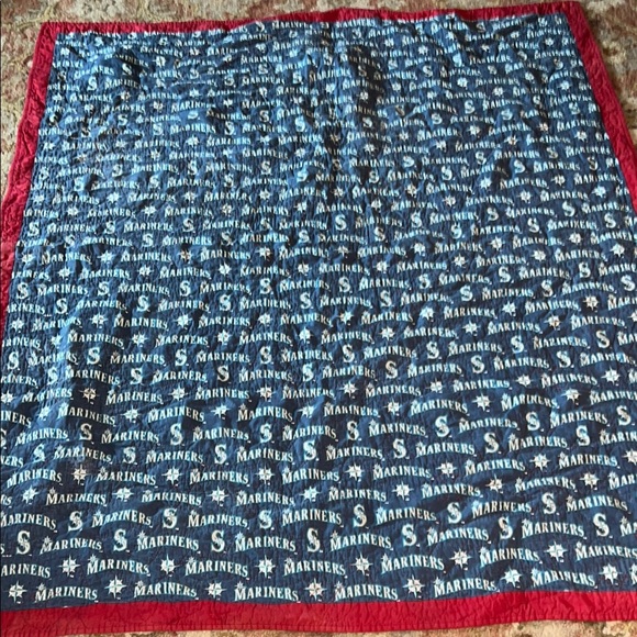 Handmade Other - Handmade Seattle Mariners Blue and Red Quilt stitched with baseballs gloves